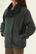 Blue denim jacket with collar detail