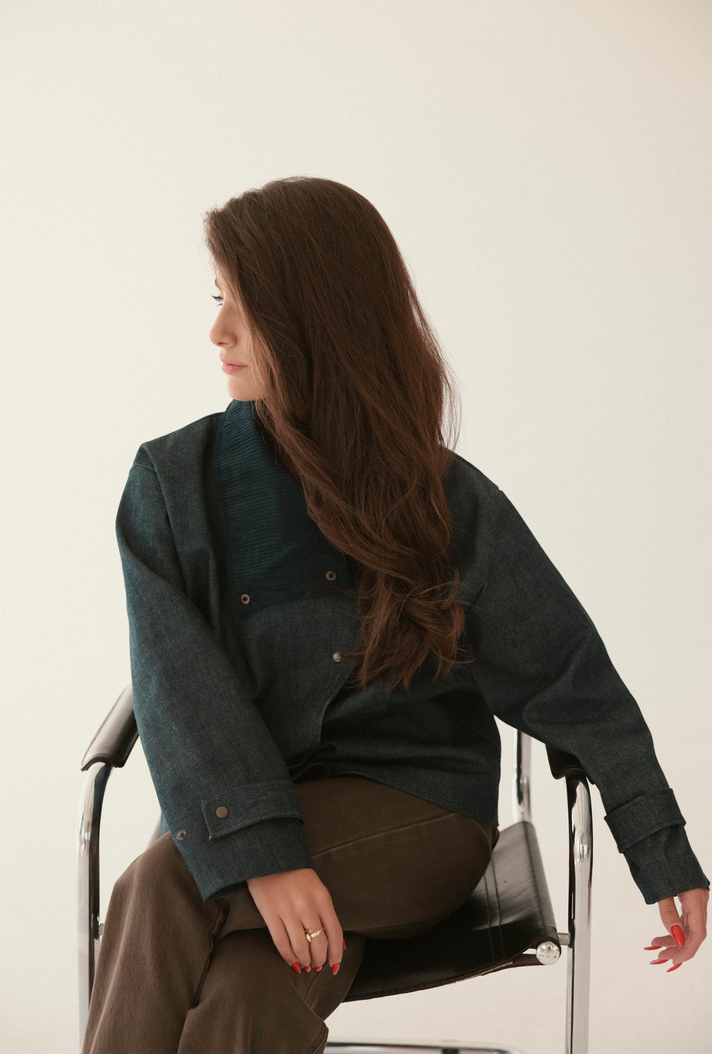 Blue denim jacket with collar detail