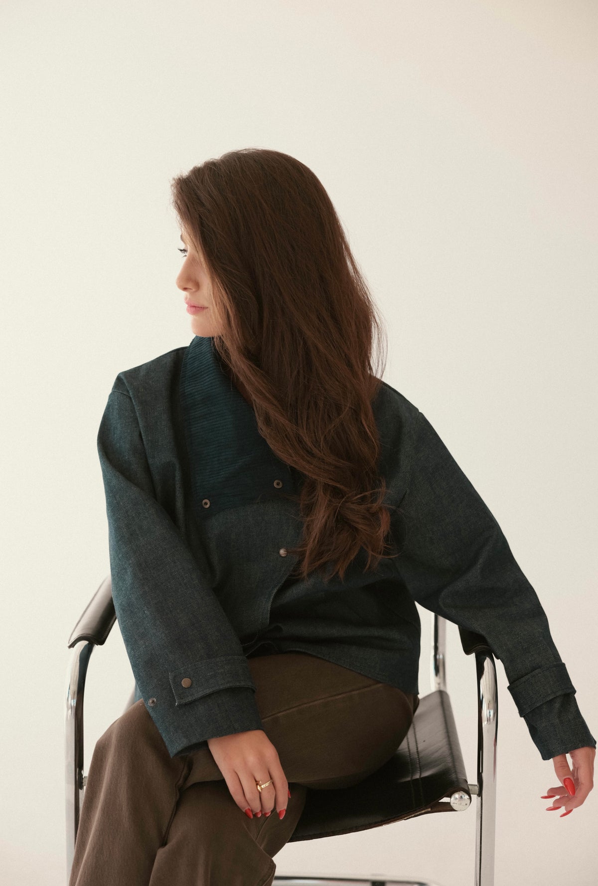 Blue denim jacket with collar detail
