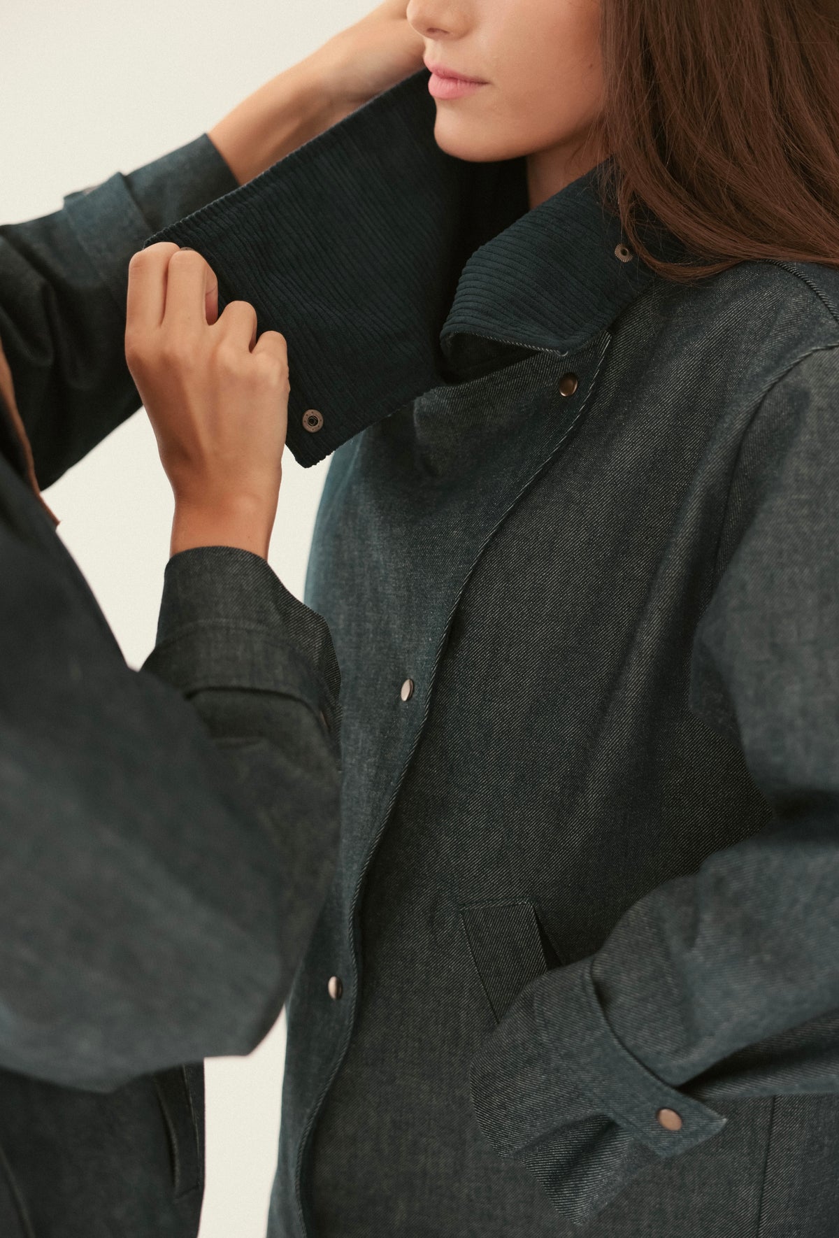 Blue denim jacket with collar detail
